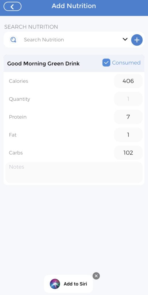 Symptom Checker Nutrition Sample