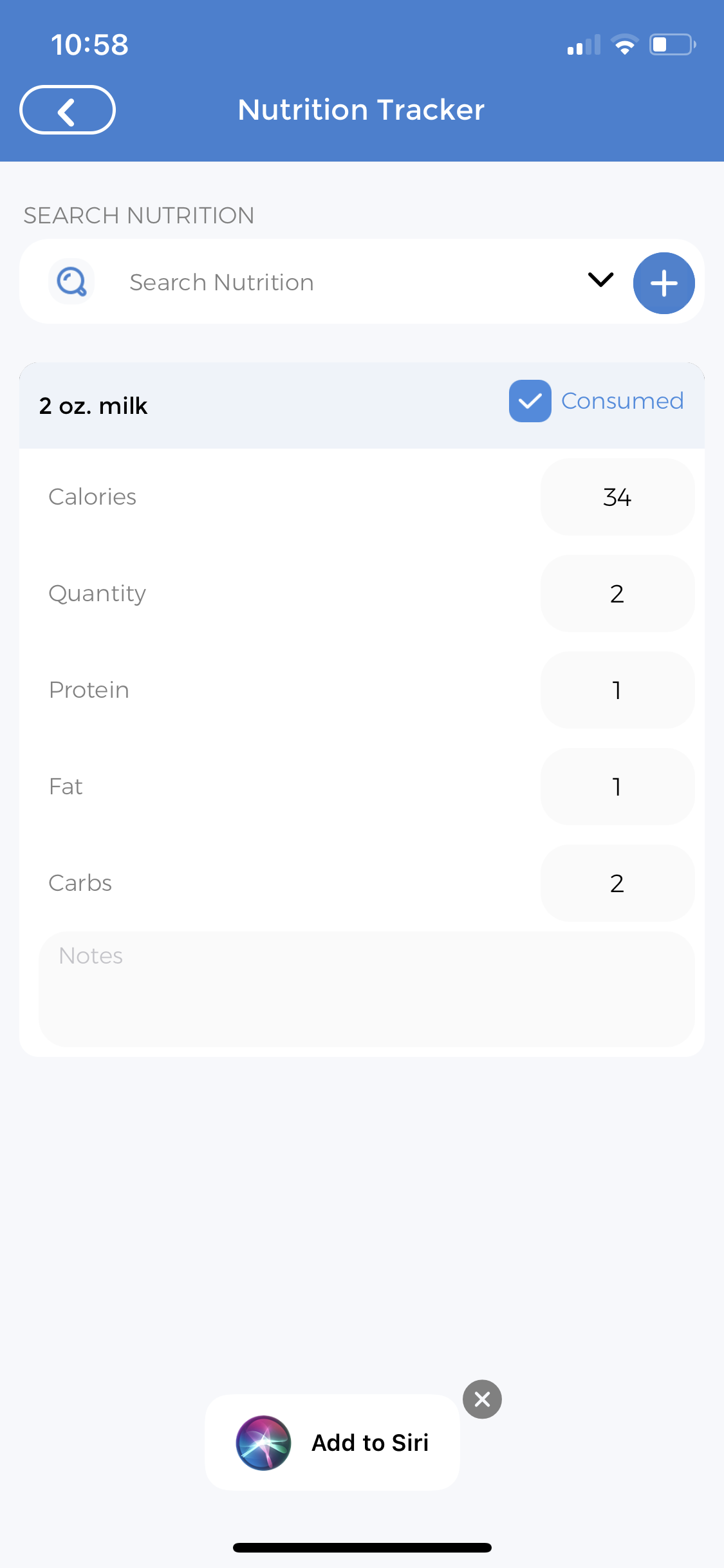 Nutrition Tracking for Babies