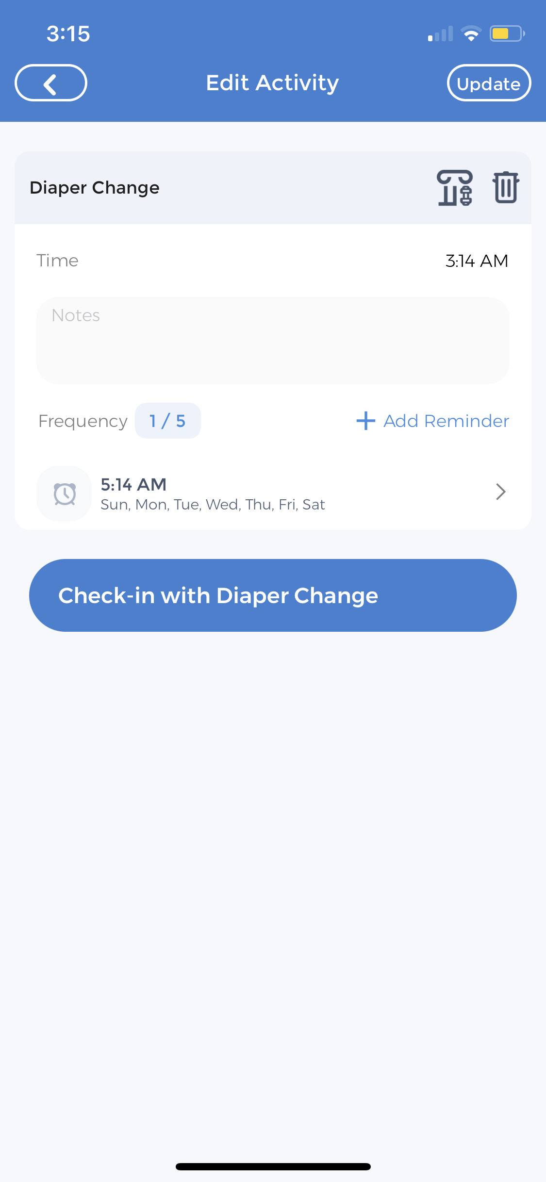 Tracking Baby Diaper Changes