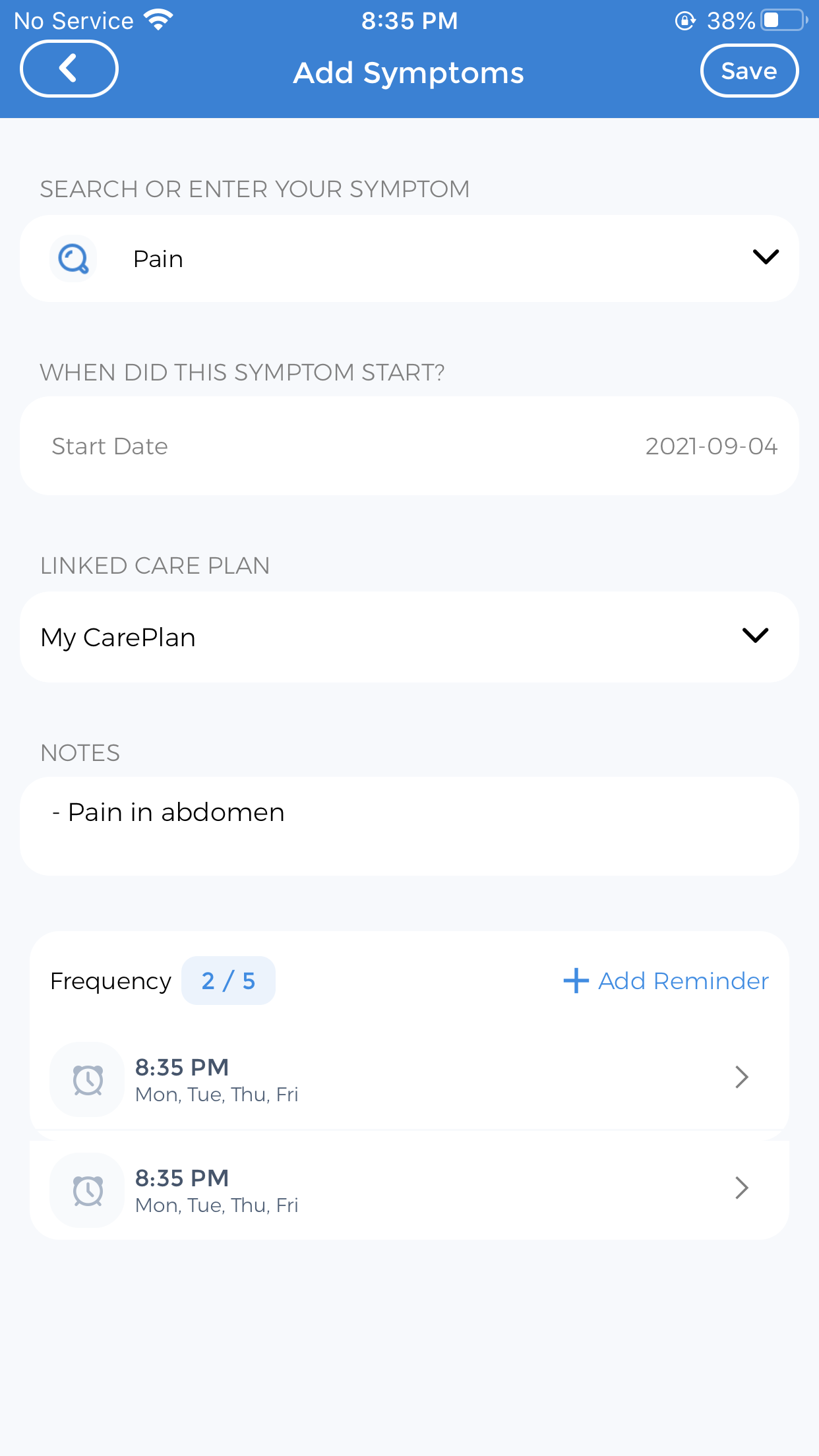 Symptom Tracking