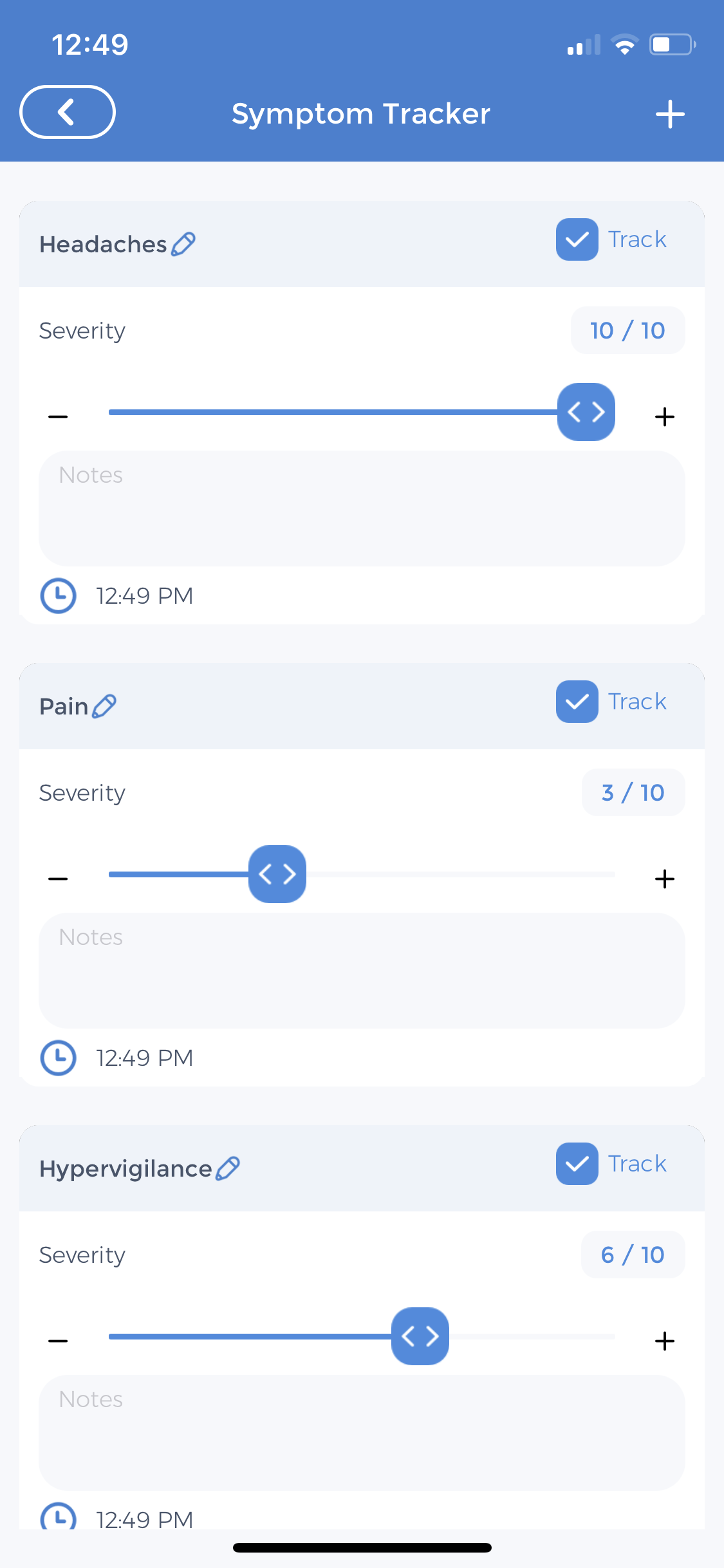 symptom tracking