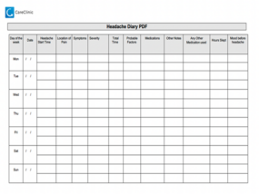 Headache Diary: Printable PDF, Template and App