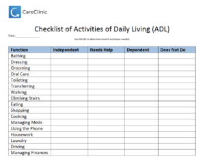 Activities of Daily Living Worksheet: App and Printable PDF to Log ADLs