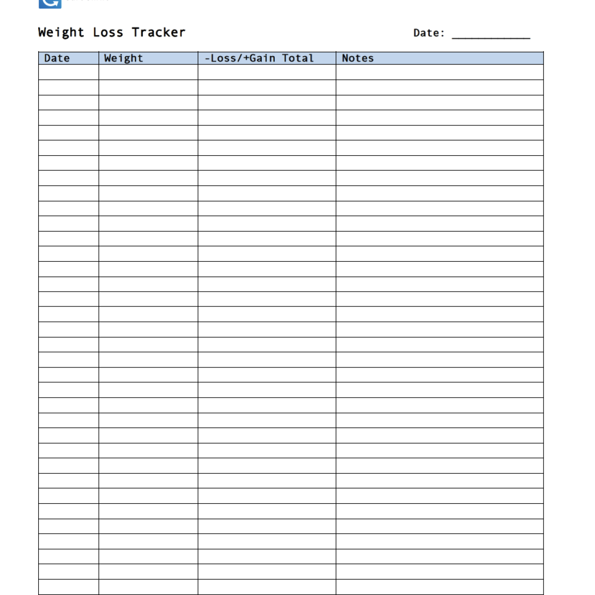 glp 1 tracker template Weight Loss Tracker Printable Template & Free Planner