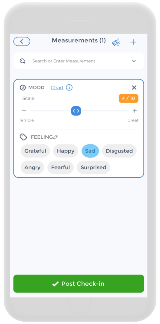 CareClinic anxiety mood tracking for PTSD symptoms
