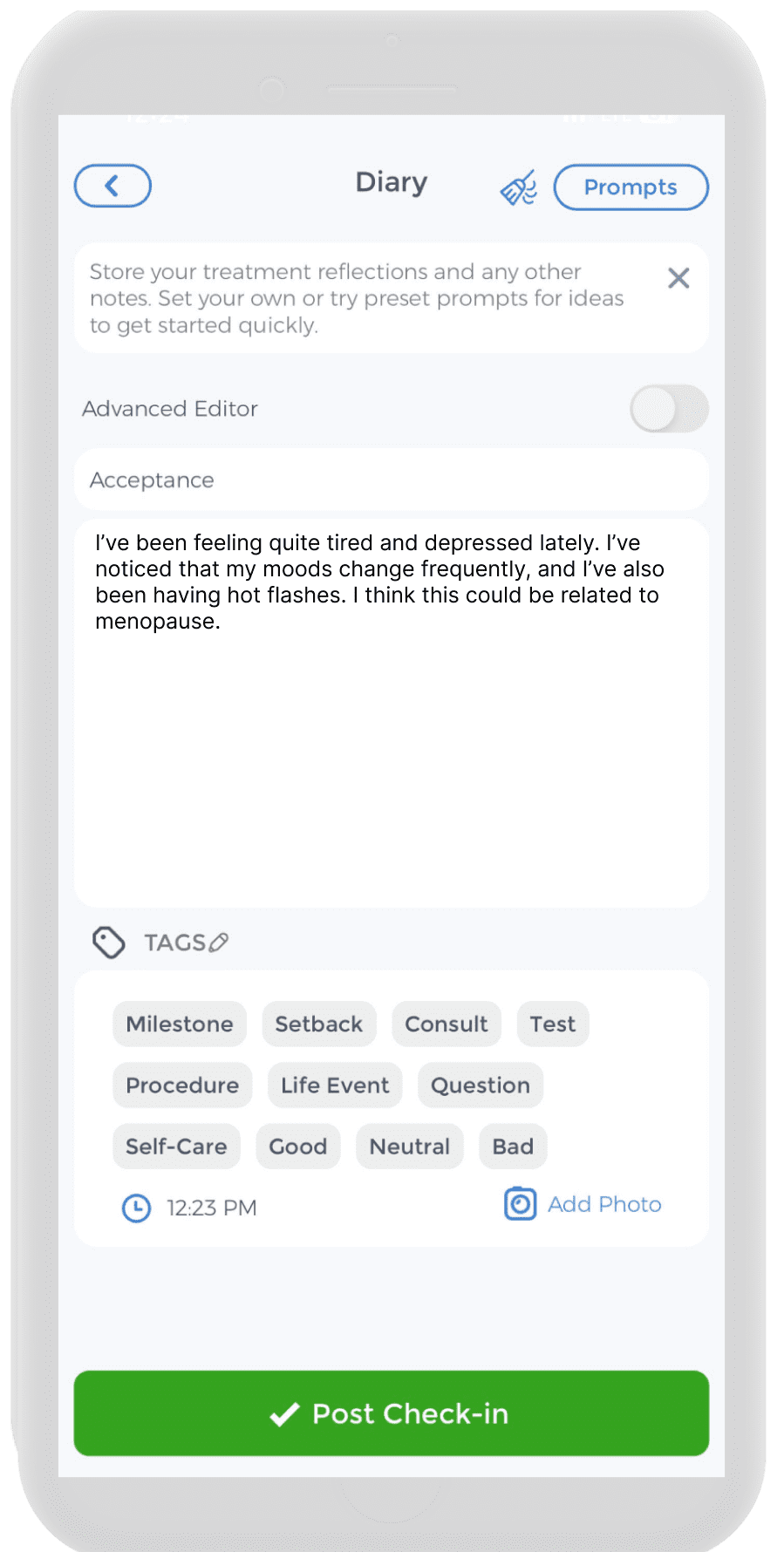 CareClinic app custom symptom creation for OCD compulsions