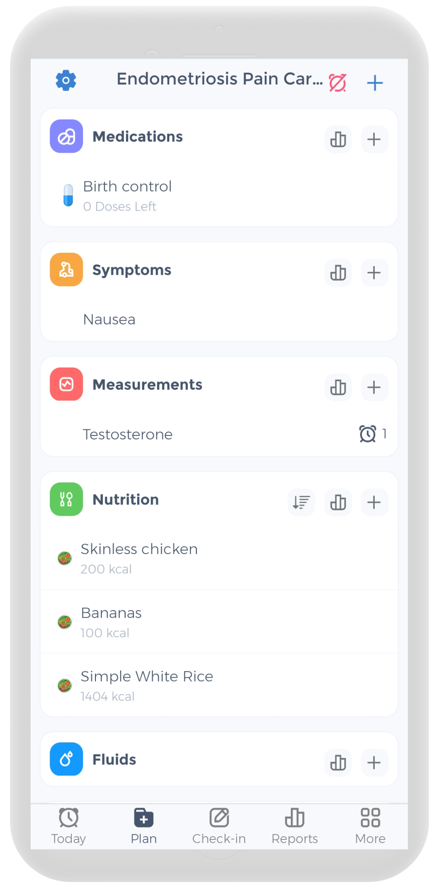 CareClinic check-in screen showing detailed OCD symptom logging