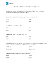 Dyscalculia Self Test with Mathematical Questions File