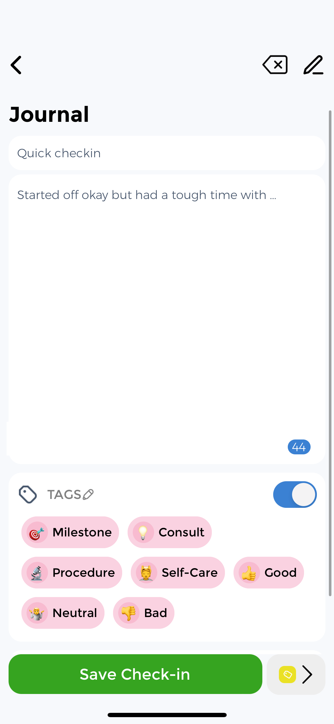 Health diary app tracking features