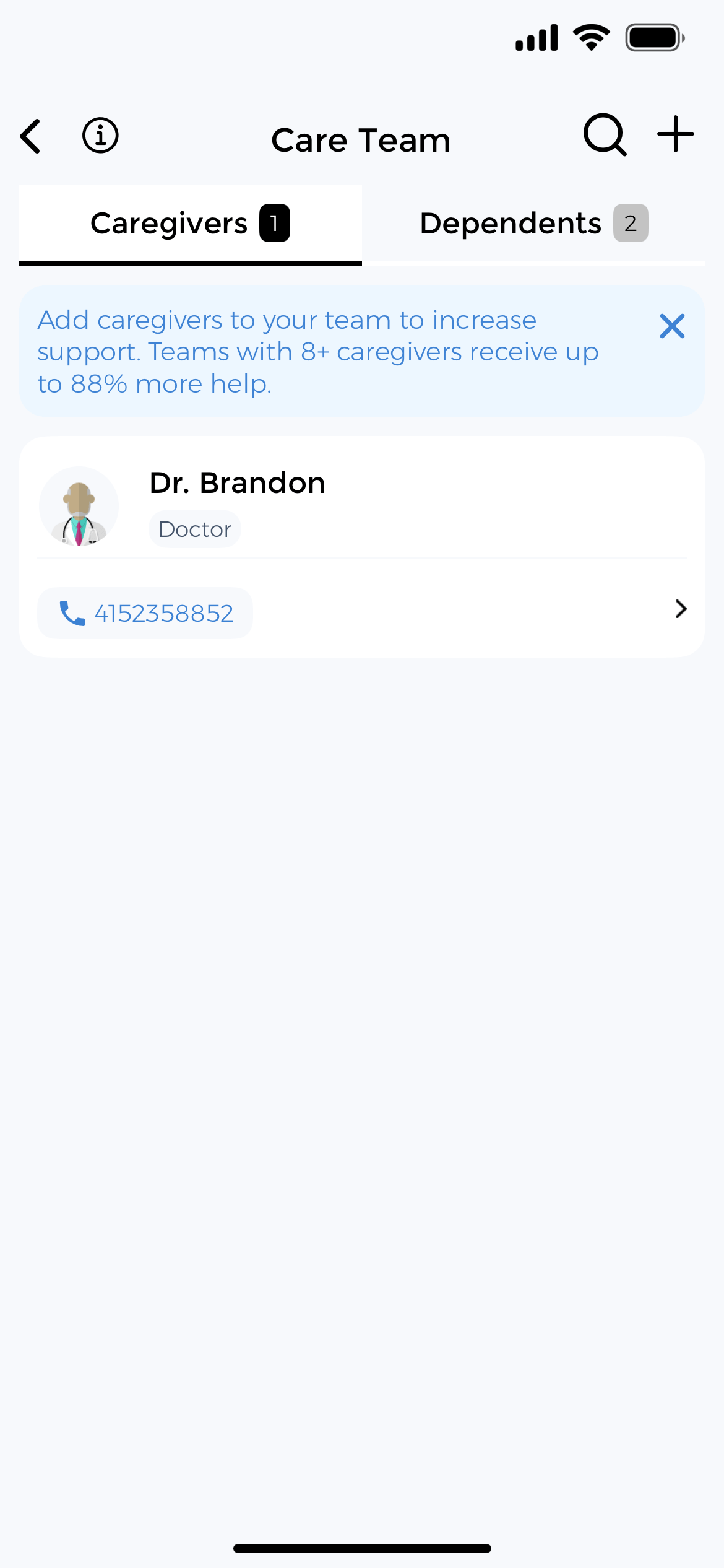 CareClinic Mobile App: Care Team Management for Population Health Programs Mobile interface showing care team coordination for preventative health programs with member enrollment, risk stratification, and provider collaboration features