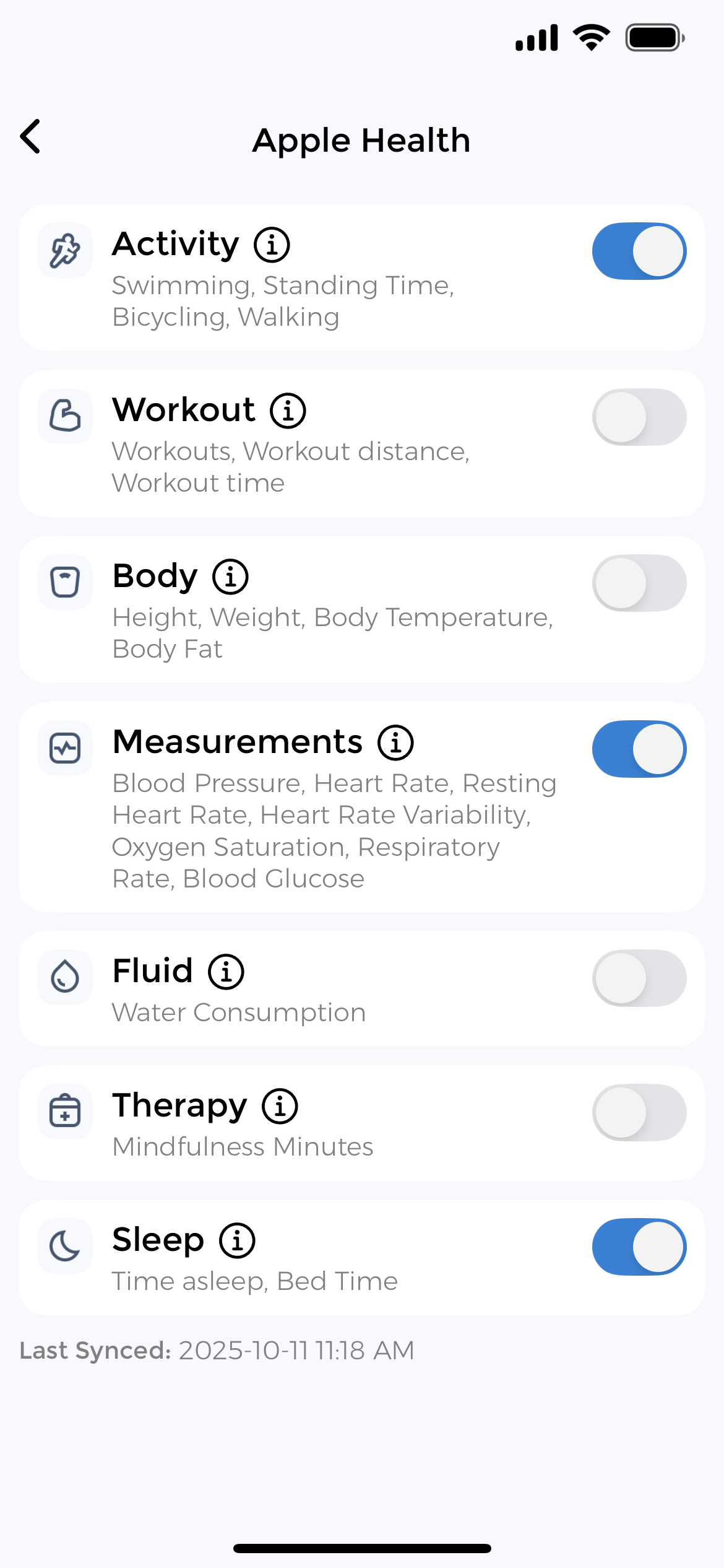 Sync with Apple Health - Automatically import sleep data from wearables Apple Health sync settings showing health data integration options for automatic sleep tracking
