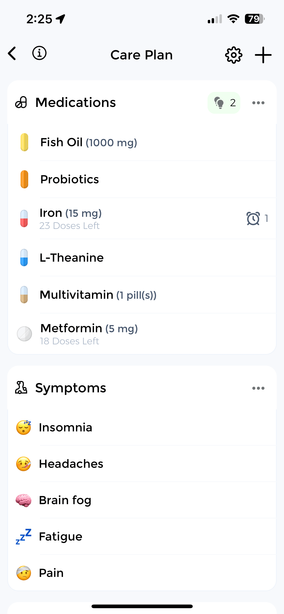Avoid supplement interactions with stack tracking Care plan showing supplement stacks with interaction warnings