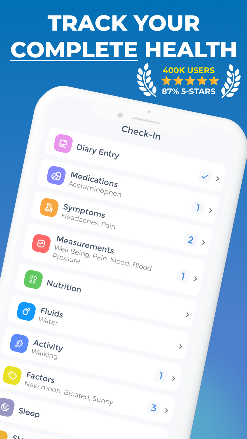 CareClinic app screen showing a guided daily health check-in