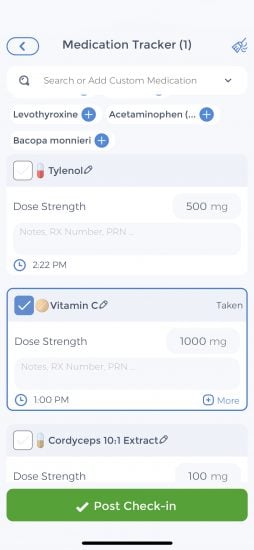 medication symptom tracker